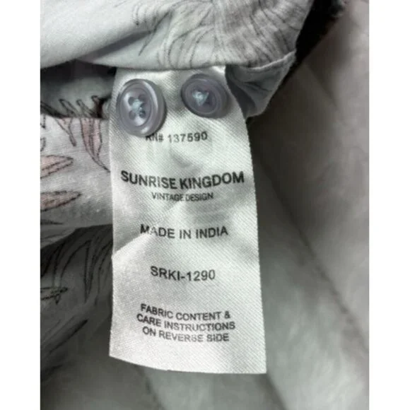 Sunrise Kingdom Vintage Design Hawaiian Palm Print Button Down Light Blue Coral - Picture 10 of 15